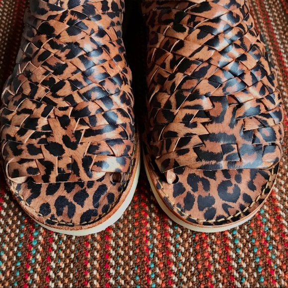 BRAND X Shoes - BRAND X HANDMADE LEOPARD PRINT HUARACHE SANDALS